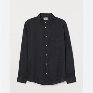 H&M Button Down Long Sleeve Shirt Men’s Black Size XL